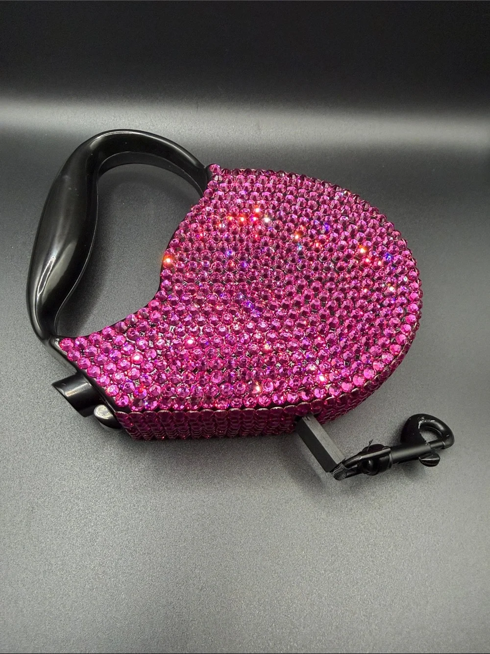 Crystal Embellished Pink Retractable Dog Leash